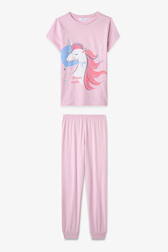 Açık Pembe Kız Çocuk Sleepycorn 2'li Pijama Takımı - 5