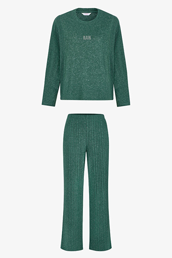 Dark Green Rain Soft Pant PJ Set - 1