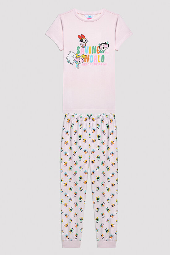Kız Çocuk Powerpuff Girls Pembe Pijama Takımı - 1