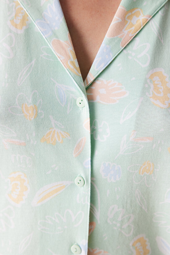 Base Emilia Mint Yeşili Gömlek Pantolon Pijama Takımı - 4