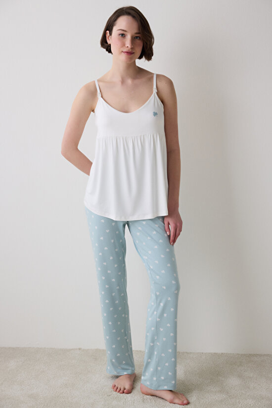 Mama Printed Mint Pantolon Pijama Altı - 4