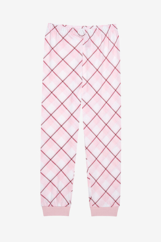 Pamuklu Kız Çocuk Plaid 2li Çok Renkli Pijama Takımı - 4