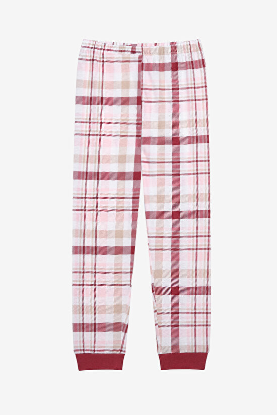 Pamuklu Kız Çocuk Plaid 2li Çok Renkli Pijama Takımı - 7