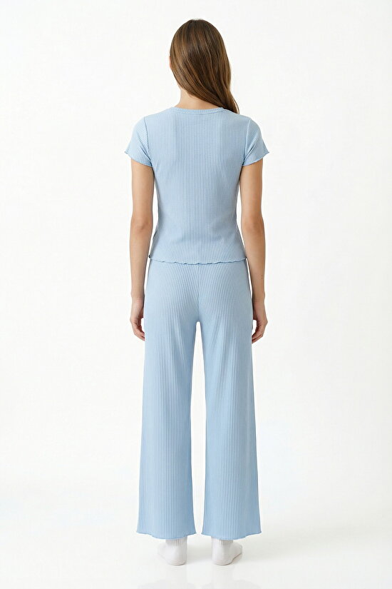 Mavi Ella Solid Pantolon Pijama Takımı - 5