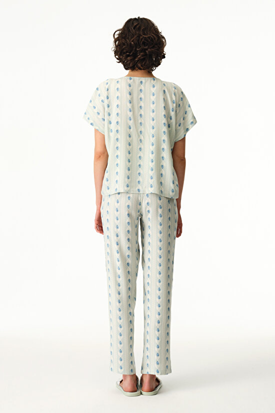 Light Green Serenity Striped Shirt & Pants Pajama Set - 2