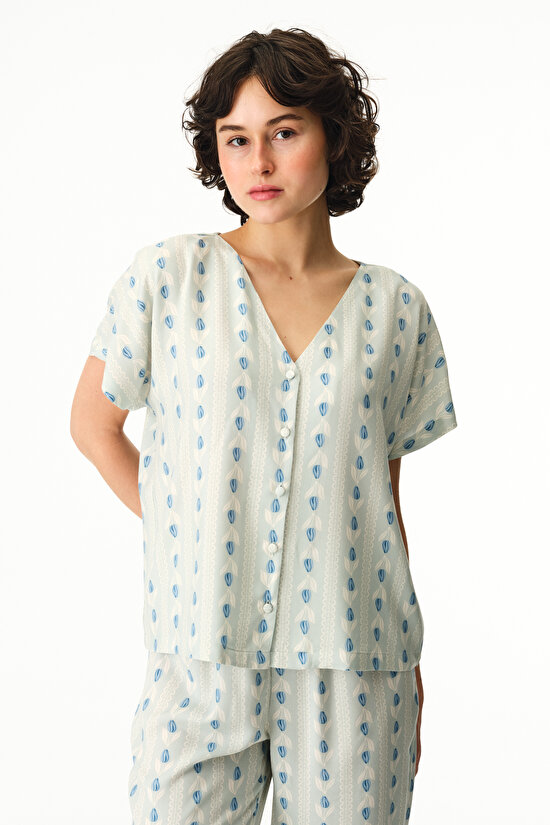 Light Green Serenity Striped Shirt & Pants Pajama Set - 3