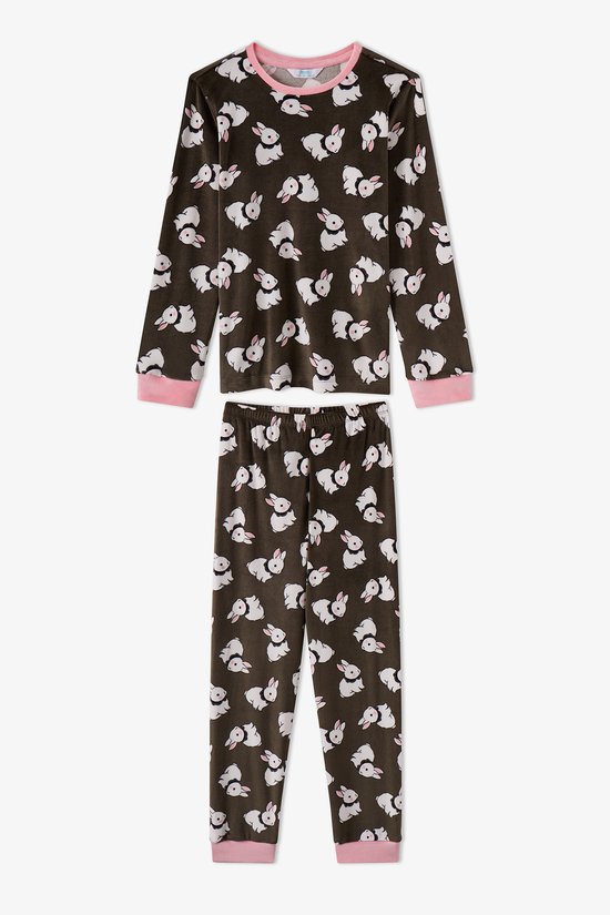 Kız Çocuk Haki Pom Bunny Tef Uzun Kollu Pijama Takımı - 2