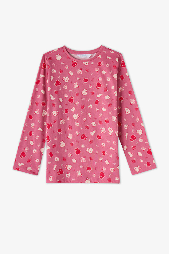 Girls' Dusty Rose Mailing Friend Long Sleeve 2 Pack Pyjama Set - 3