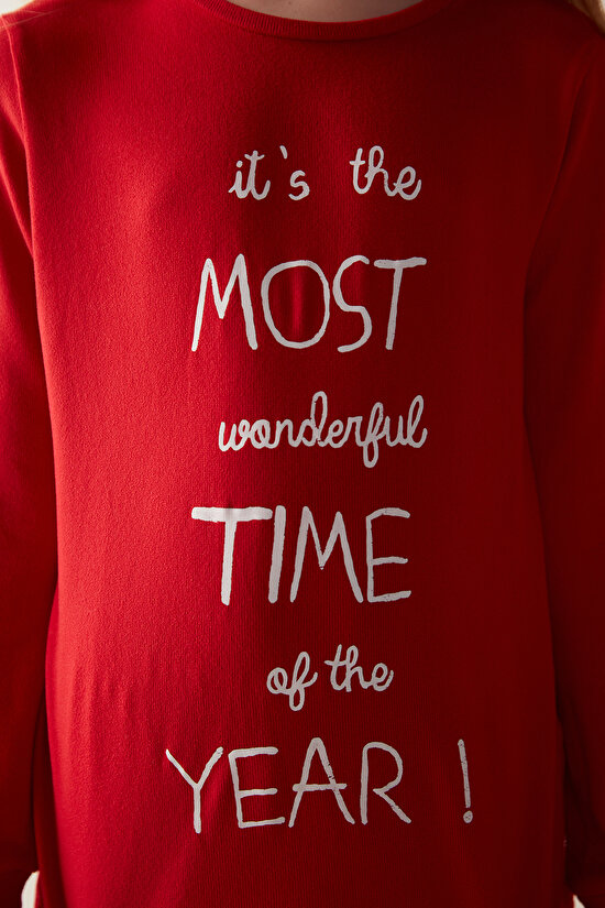 Unisex Best Time Termal Kırmızı Pijama Takımı - 5