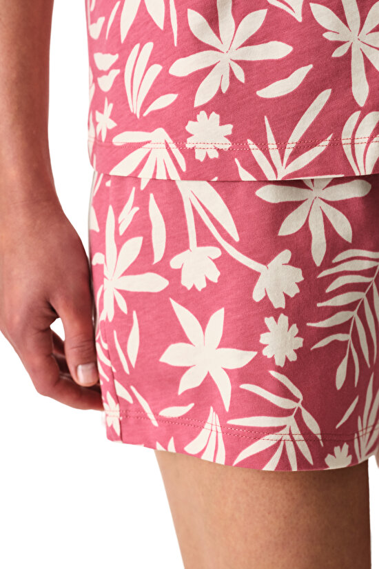 Gül Kurusu Ciao Pamuklu Gömlek Şortlu Pijama Takımı - 3