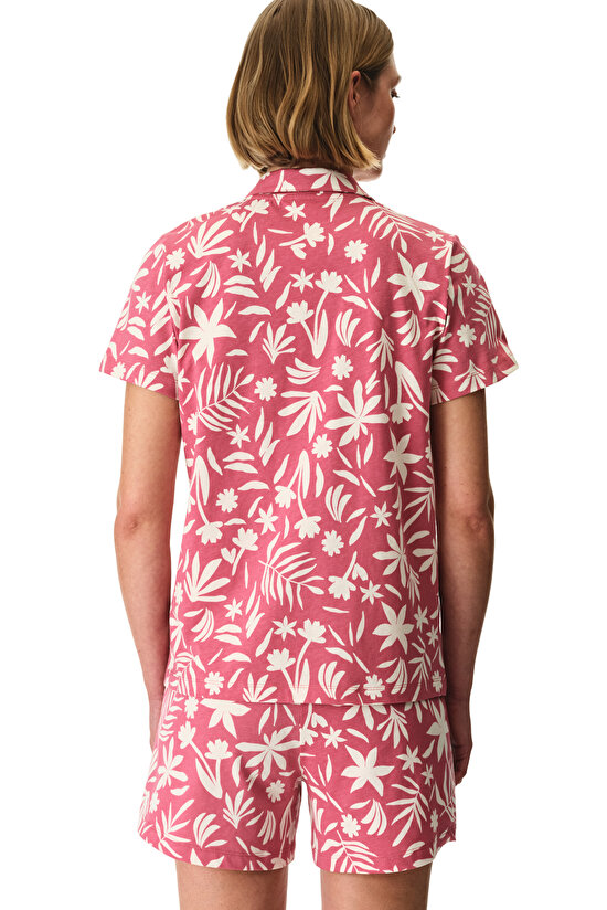 Gül Kurusu Ciao Pamuklu Gömlek Şortlu Pijama Takımı - 4