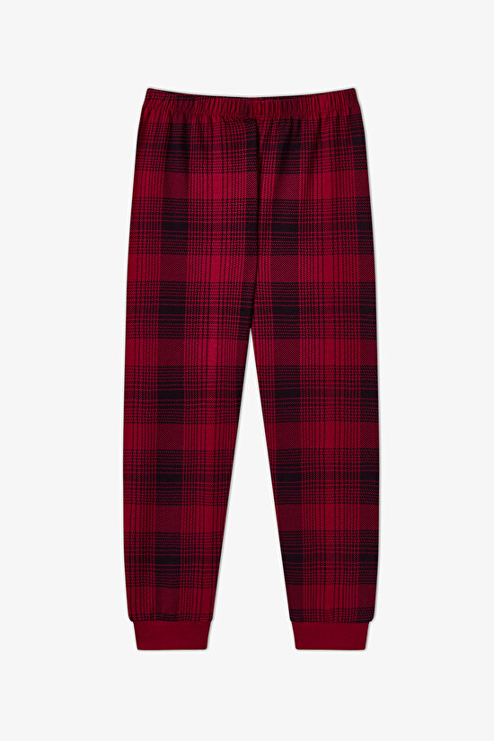 Unisex Çocuk Bordo Teddy Crew Fam Uzun Kollu Pijama Takımı - 3