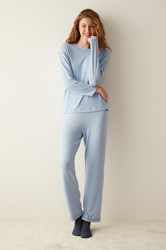 Cool Mood Mavi Pantolon Pijama Takımı - 2