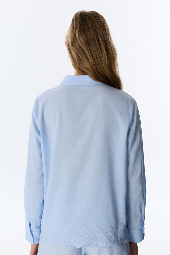 Mavi Relax Time Gömlek Pijama Üstü - 5