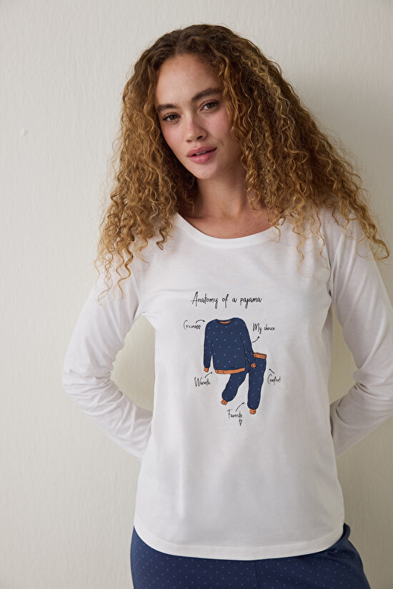 Lacivert Anatomy Bisiklet Yaka Uzun Kollu Pamuklu Pijama Takımı Lacivert Anatomy Bisiklet Yaka Uzun Kollu Pamuklu Pijama Takımı - 2