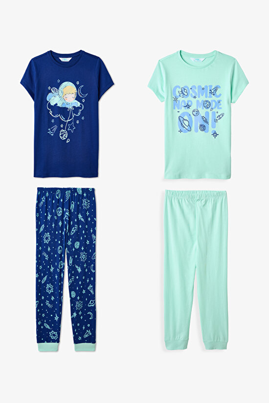 Navy Boys Cosmic Nap 2in1 Pajama Set
