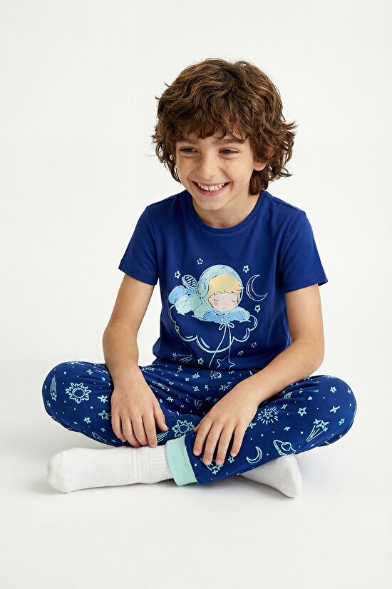 Navy Boys Cosmic Nap 2in1 Pajama Set - 3