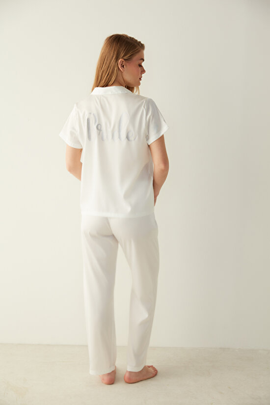 Bridal Aine Satin Shirt Pants PJ Set-Bridal Collection - 8