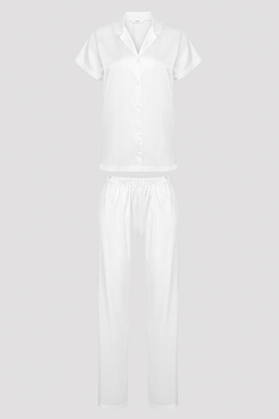 Bridal Aine Saten Gömlek Pantolon Pijama Takımı-Gelin Koleksiyonu - 10