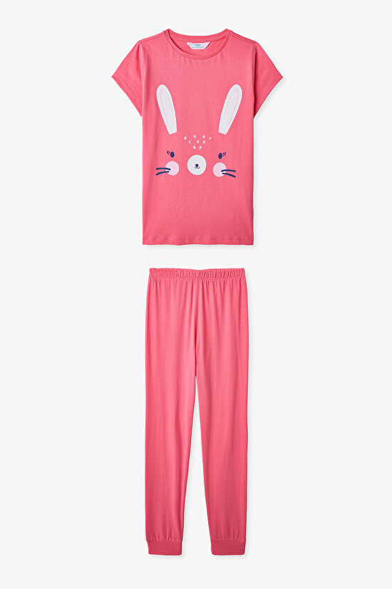 Pembe Kız Çocuk Cute Rabbit 2'li Pijama Takımı - 5