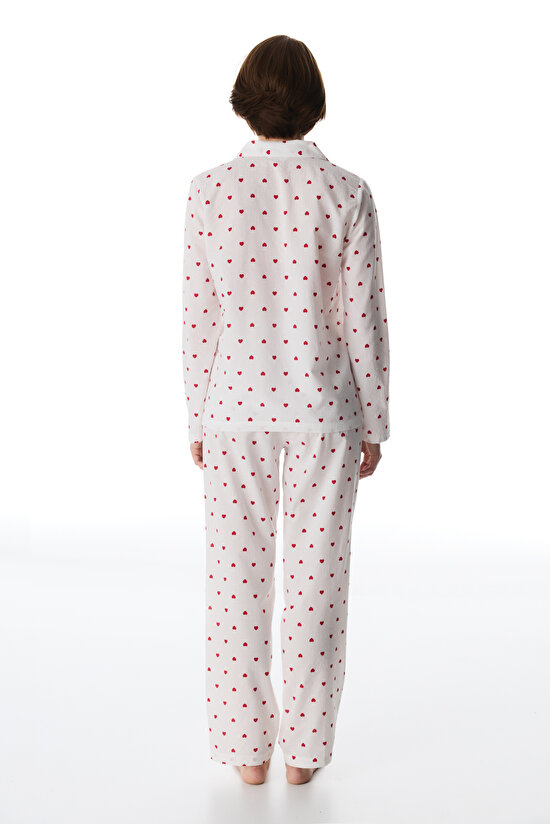 Off-White Red Hearts Shirt & Pants Pajama Set - 5