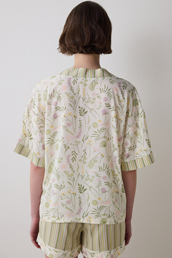 Iris Floral Tişört Çok Renkli Pijama Üstü - 3