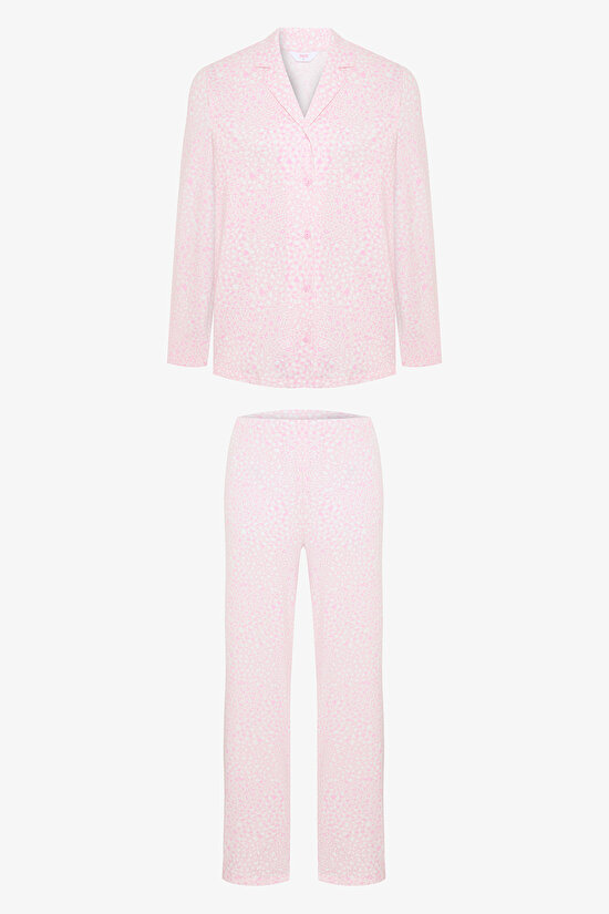 Pembe Quinn Gömlek Pantolon Pijama Takımı - 1