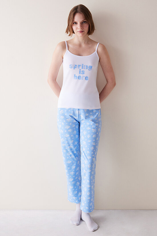 Daisy Mavi Pantolon Pijama Takımı - 1