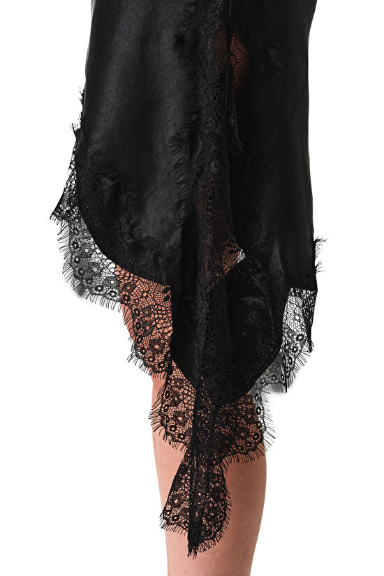 Siyah Luna Satin Ns Gecelik - 5