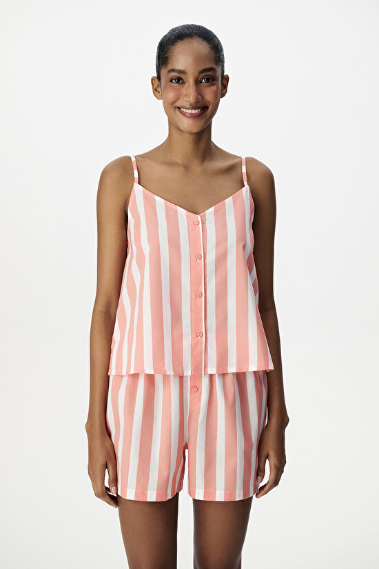 Pink Cozy Club Striped Tank Pajama Top - 1
