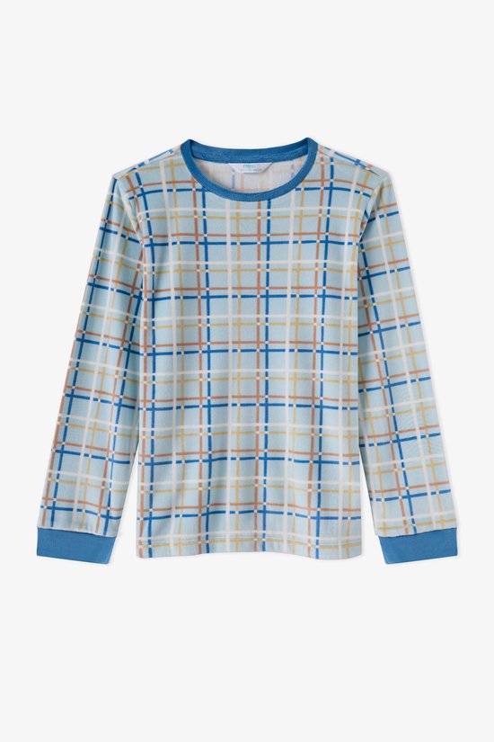 Erkek Çocuk Pastel Mavi Skyline Checks Tef Uzun Kollu Pijama Takımı - 2