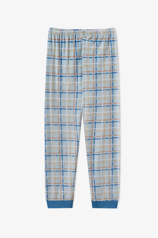 Erkek Çocuk Pastel Mavi Skyline Checks Tef Uzun Kollu Pijama Takımı - 3