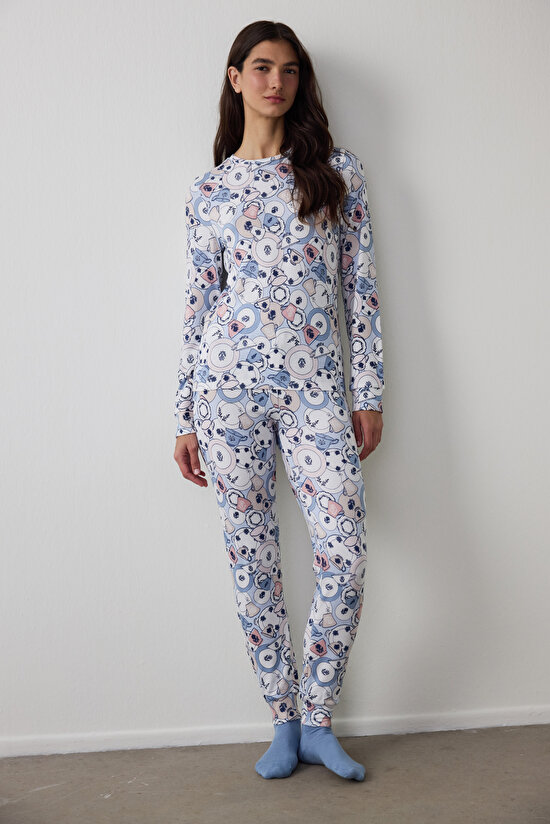 Multi Color Breakfast Pant PJ Set - 1