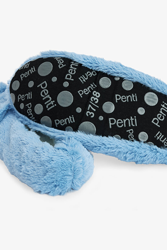 Açık Mavi Sleepy Cat Hayvan Nakışlı Ev Patiği - 4