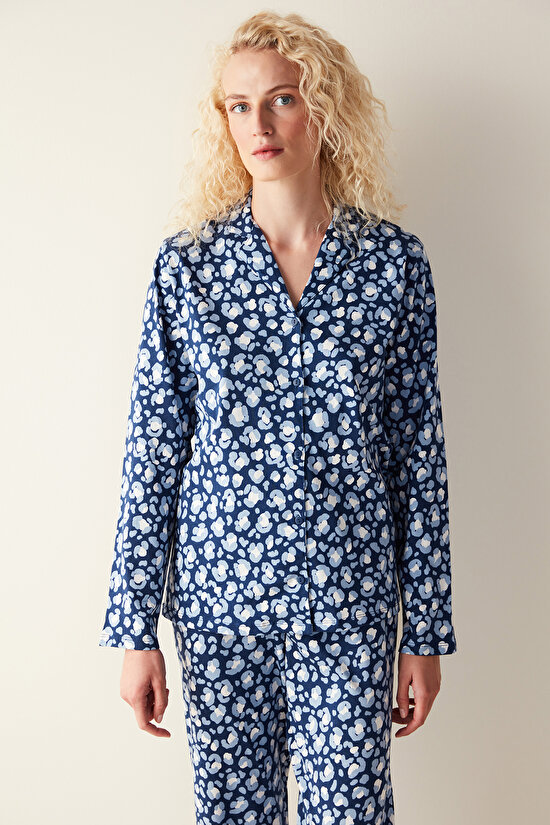 Leopard Printed Long Sleeve Shirt Pyjamas Set - 3
