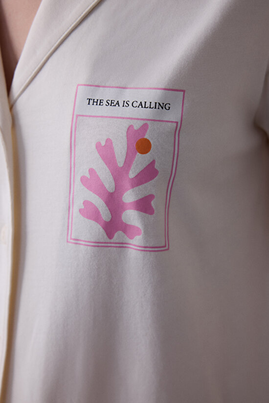 Summer Time Pamuklu  Gömlek Şort Pijama Takımı - 3