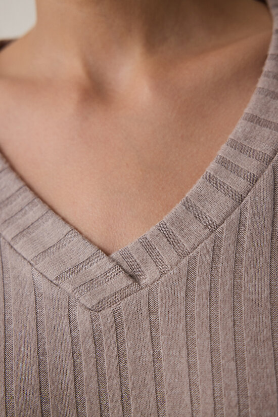 Latte Mocha Soft V Yaka Uzun Kol Pijama Takımı Latte Mocha Soft V Yaka Uzun Kol Pijama Takımı - 4