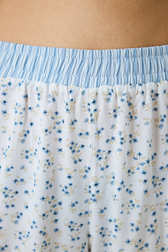 Optik Beyaz Lilah Çiçek Desenli Pijama Altı - 3