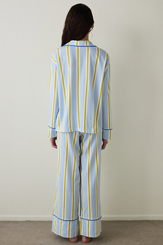 Light Blue Striped Shirt Collar Long Sleeve Pajama Set- Inspired by Flora Light Blue Striped Shirt Collar Long Sleeve Pajama Set- Inspired by Flora - 6