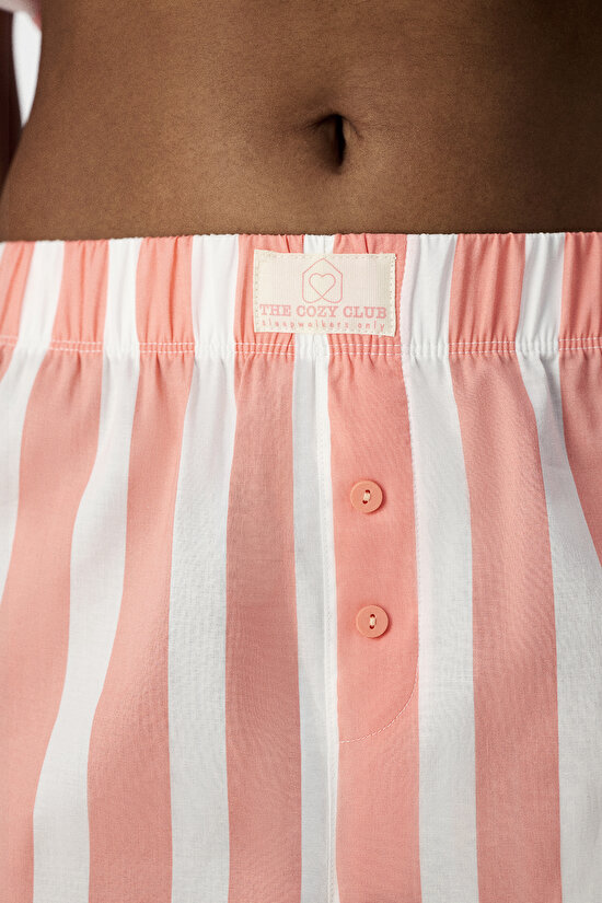 Pink Cozy Club Striped Shorts Pajama Bottom - 3