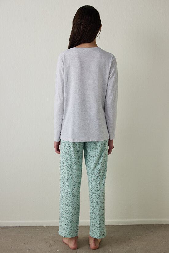 Weekend Mood Crew Neck Long Sleeve Cotton Pajama Set Weekend Mood Crew Neck Long Sleeve Cotton Pajama Set - 4