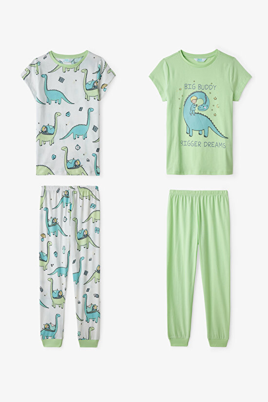 Light Green Boys Sleepasaurus 2in1 Pajama Set