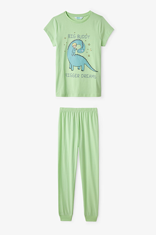 Light Green Boys Sleepasaurus 2in1 Pajama Set - 11