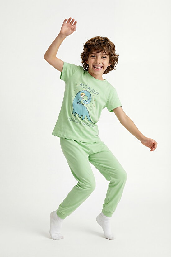 Light Green Boys Sleepasaurus 2in1 Pajama Set - 6