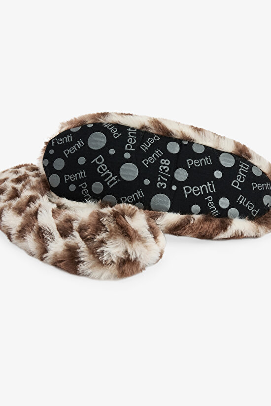 Ekru Leopar Desenli Ev Patiği - 4