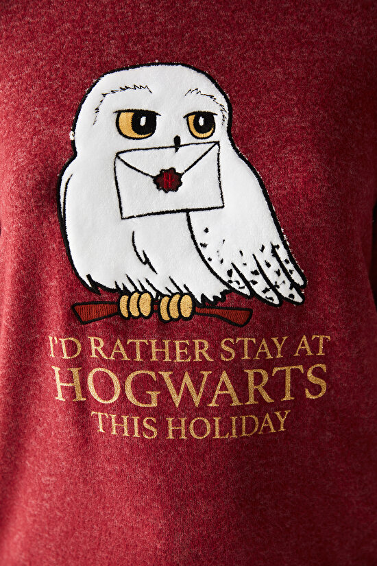 Hogwarts Soft Sweatshirt Bordo Pijama Üstü - Harry Potter Koleksiyonu - 3