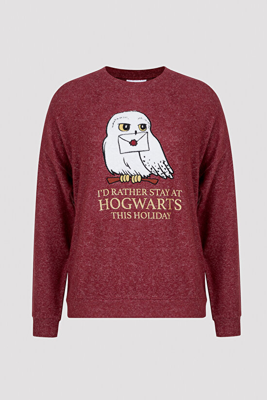 Hogwarts Soft Sweatshirt Bordo Pijama Üstü - Harry Potter Koleksiyonu - 5