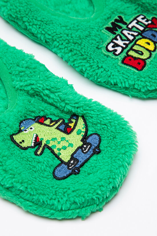 Yeşil Erkek Çocuk Dinozor Desenli Patik Çorap - 1