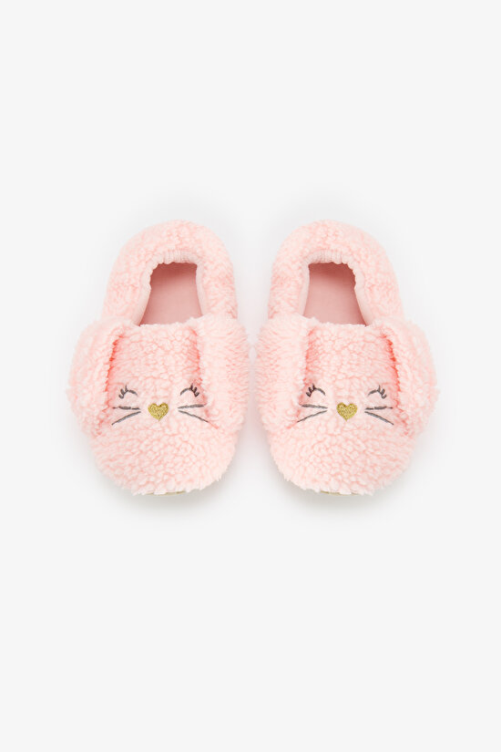 Light Pink Sleepy Bunny Bunny Print House Slippers - 1