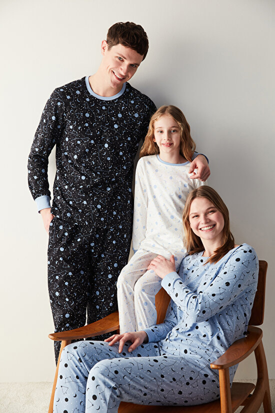 Fam Zodiac Pantolon Mavi Pijama Takımı - 1